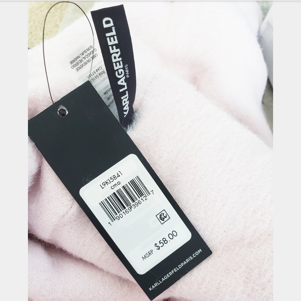 NWT KARL LAGERFELD INFINITY PINK SCARF - Picture 6 of 6